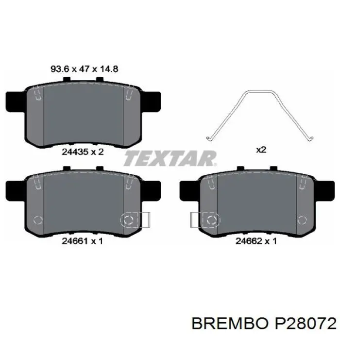 P28072 Brembo pastillas de freno traseras