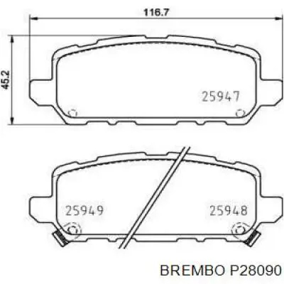 Pastillas traseras de freno Brembo P28090 precio, desde 43,32 EUR