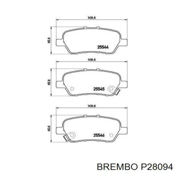 P28094 Brembo pastillas de freno traseras