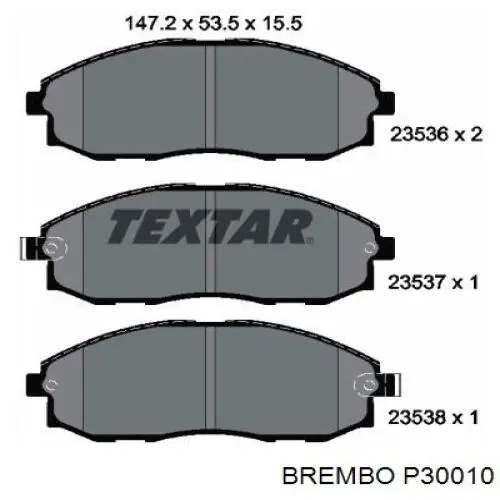 P30010 Brembo Pastillas delanteras