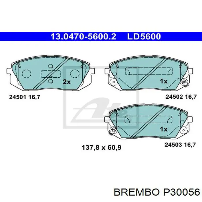 P30056 Brembo Pastillas delanteras