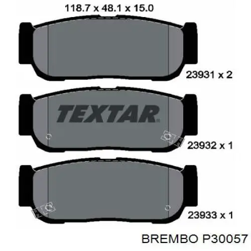 P30057 Brembo pastillas de freno traseras