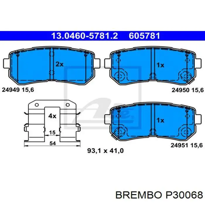 Comprar P30068 Brembo Pastillas de freno traseras