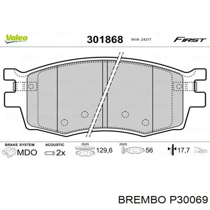 Comprar P30069 Brembo Pastillas delanteras de freno