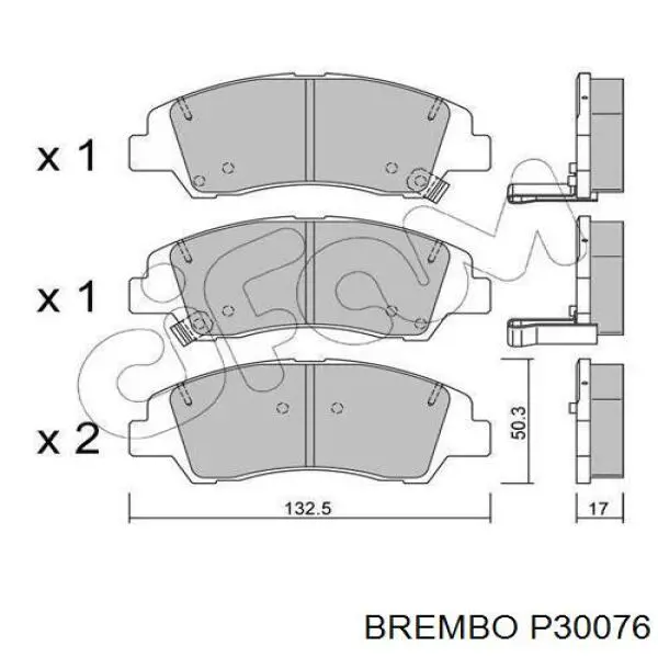 P30076 Brembo Pastillas delanteras