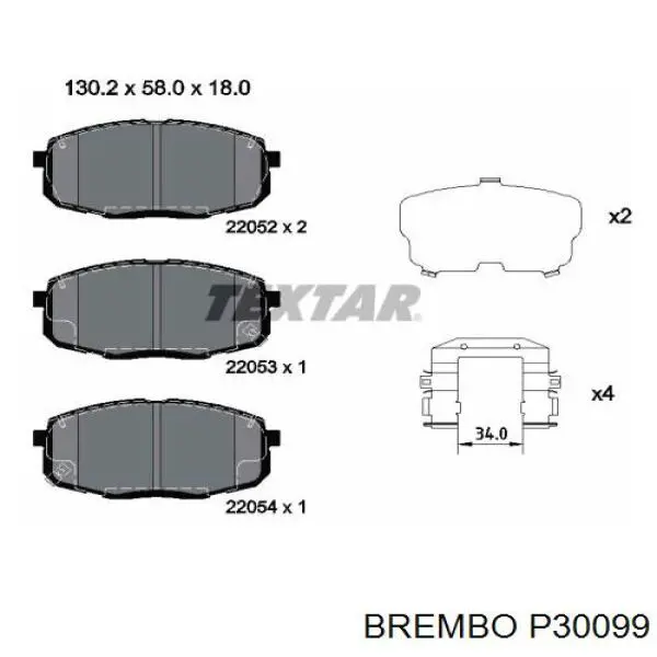 P 30 099 Brembo pastillas de freno delanteras