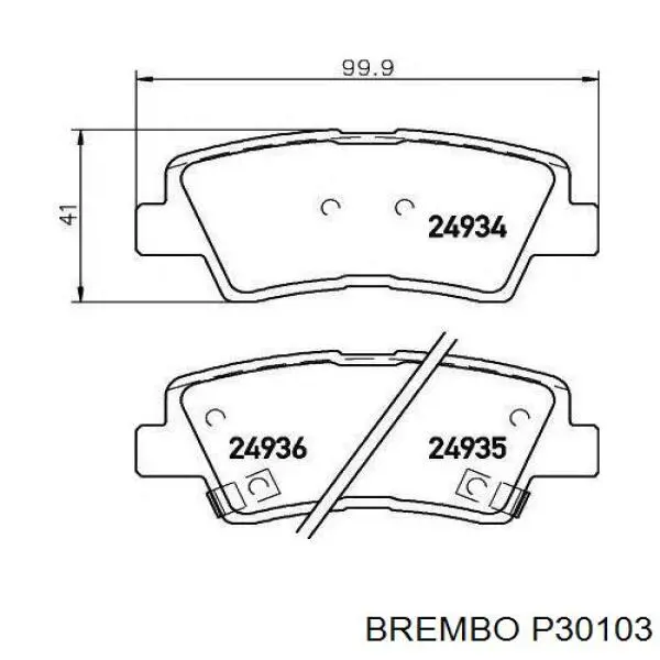 Pastillas de freno traseras P30103 Brembo