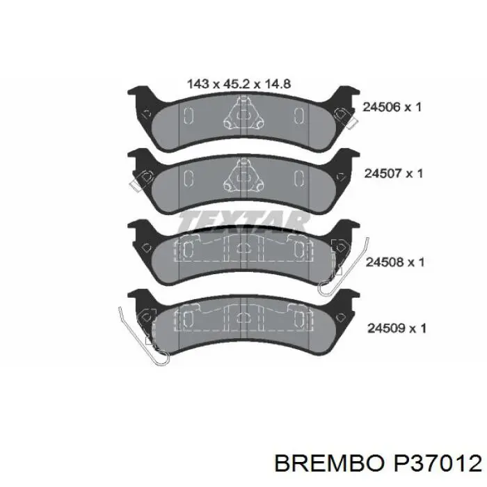 P 37 012 Brembo pastillas de freno traseras