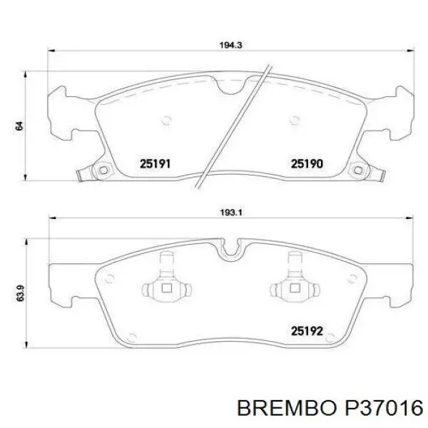 P37016 Brembo pastillas de freno traseras