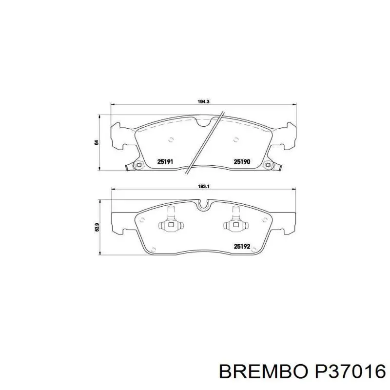 Comprar P37016 Brembo Pastillas de freno traseras