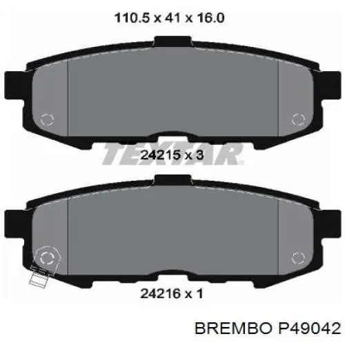Pastillas traseras Brembo P49042