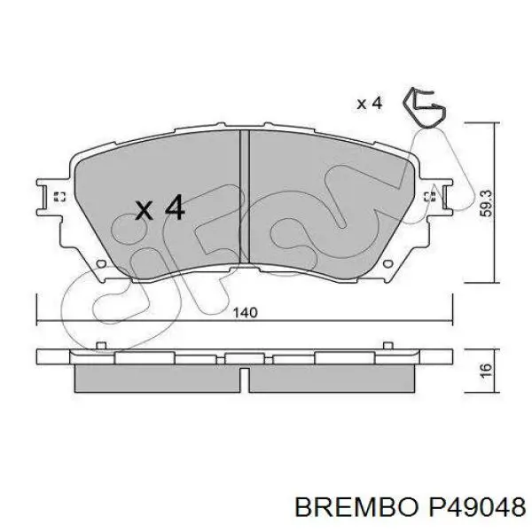 Comprar P49048 Brembo Pastillas delanteras de freno