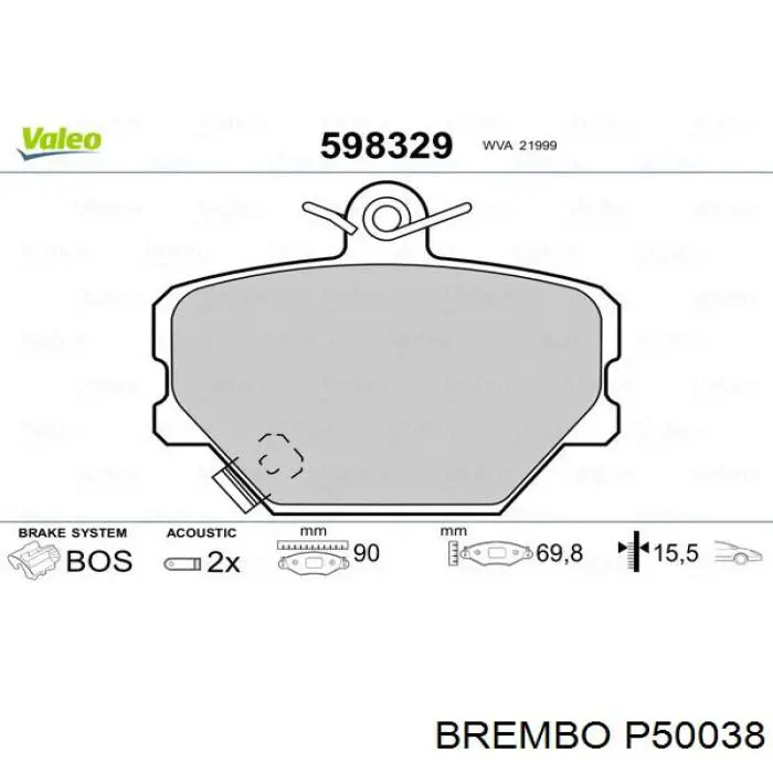 Comprar P50038 Brembo Pastillas delanteras de freno