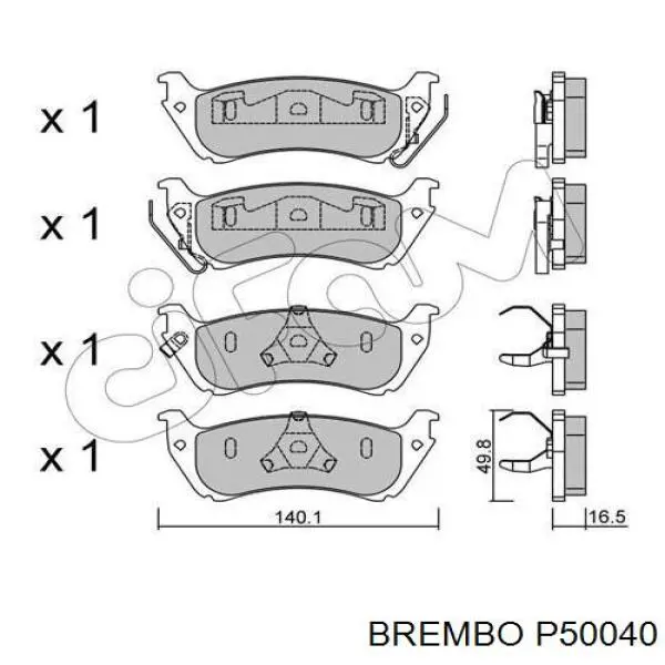 P50040 Brembo pastillas de freno traseras