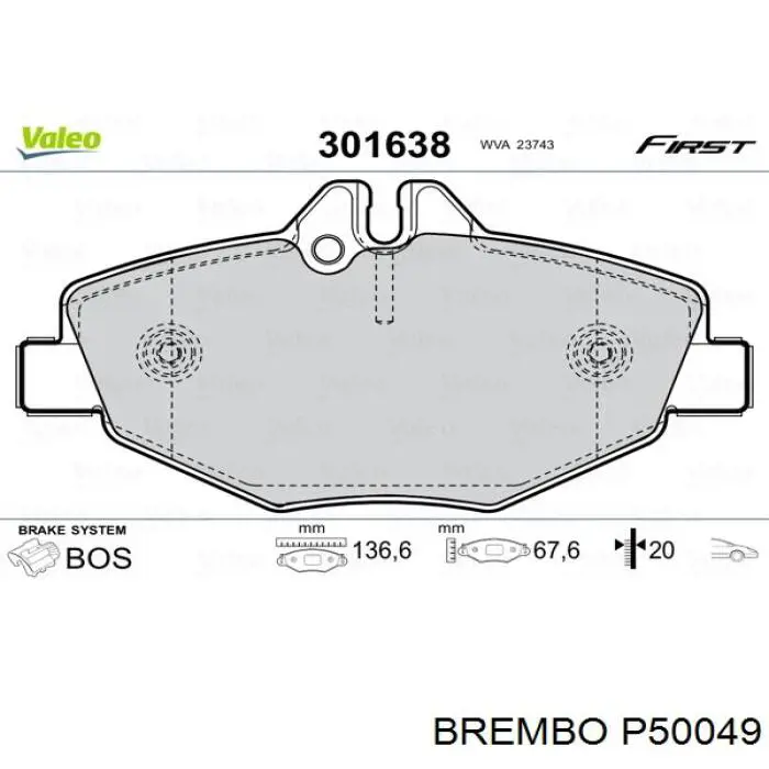 Comprar P50049 Brembo Pastillas delanteras de freno