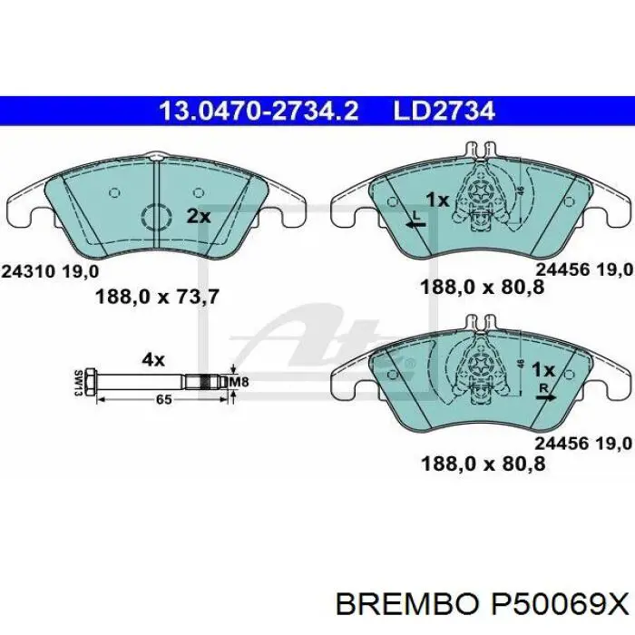 Pastillas de freno P50069X Brembo
