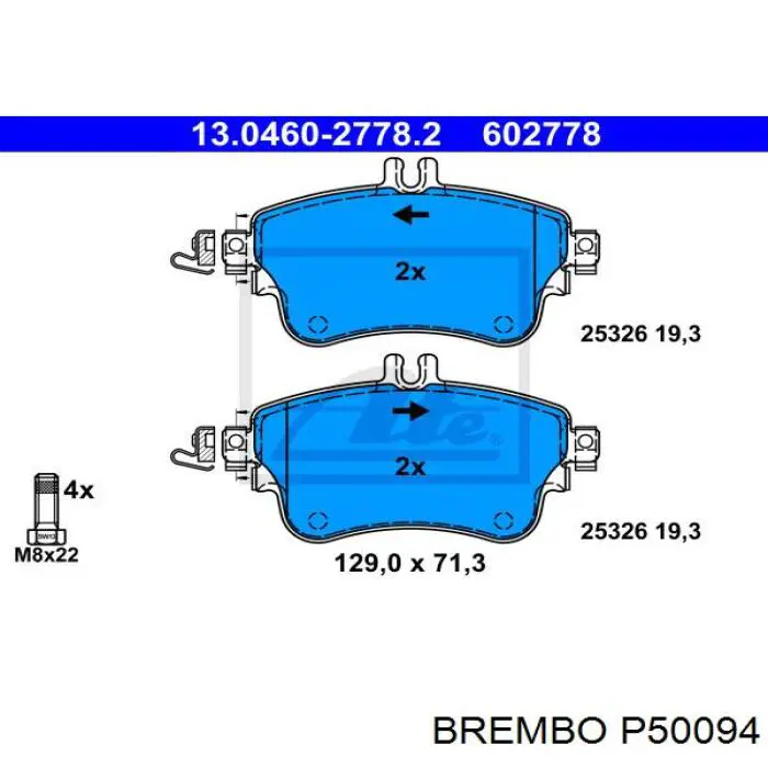 Comprar P50094 Brembo Pastillas delanteras de freno