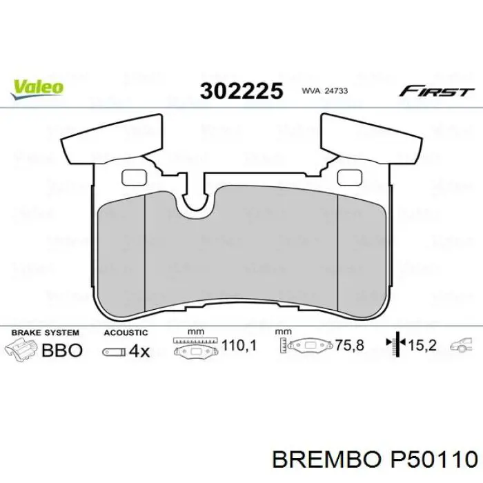 Pastillas traseras Brembo P50110