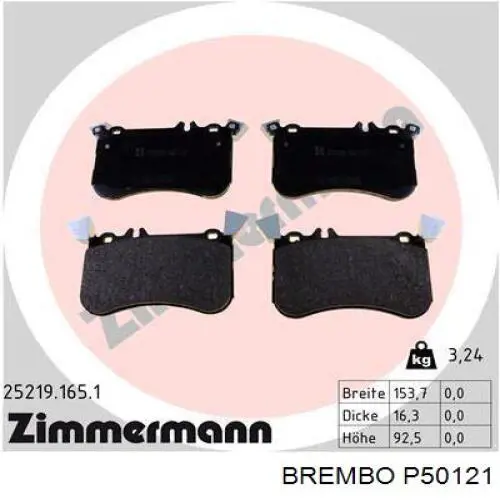 P 50 121 Brembo pastillas de freno delanteras