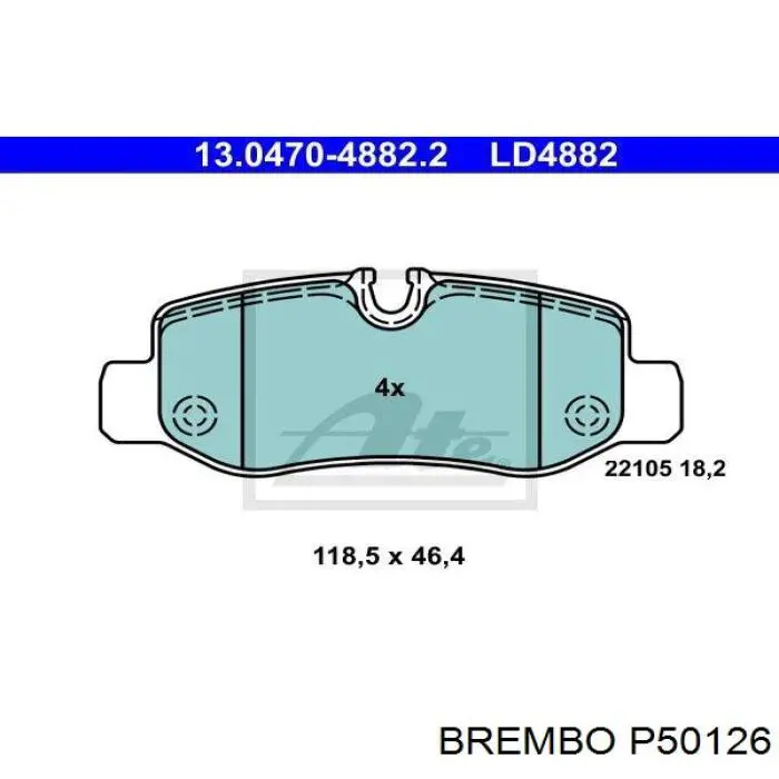 Pastillas traseras Brembo P50126