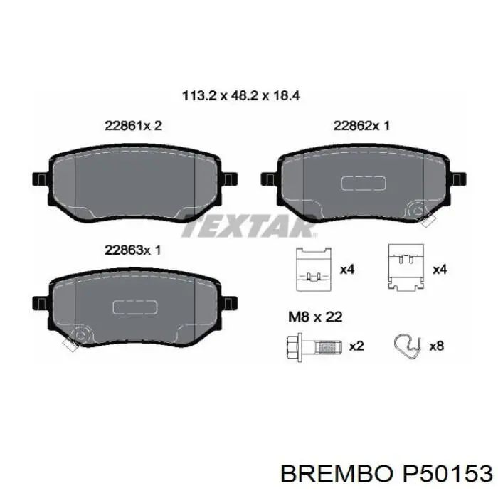 P 50 153 Brembo pastillas de freno traseras