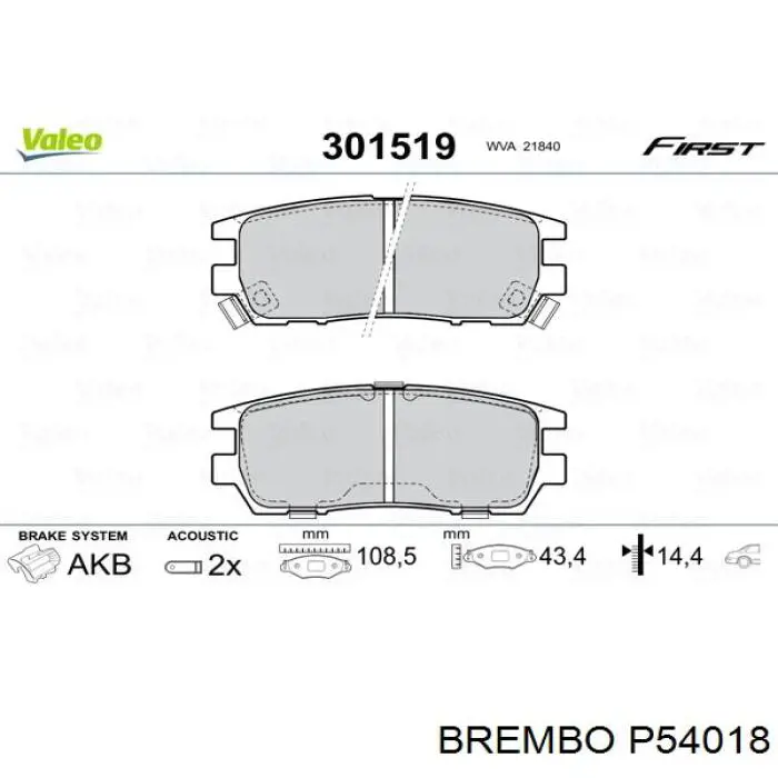 Comprar P54018 Brembo Pastillas de freno traseras