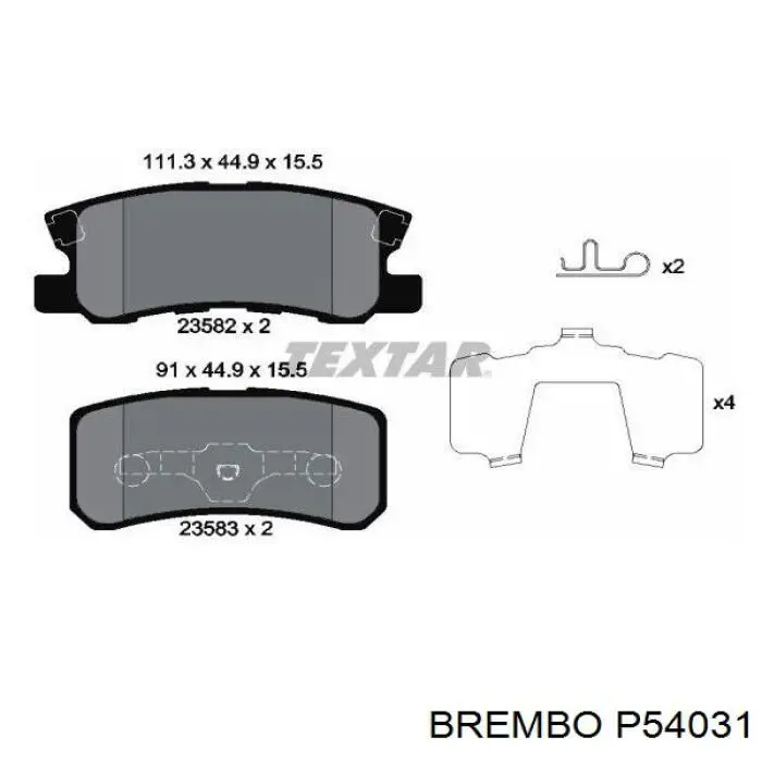Comprar P54031 Brembo Pastillas de freno traseras