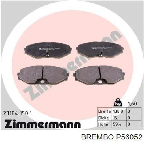 Pastillas de freno P56052 Brembo