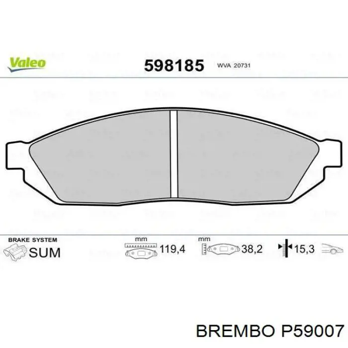 P59007 Brembo pastillas de freno delanteras