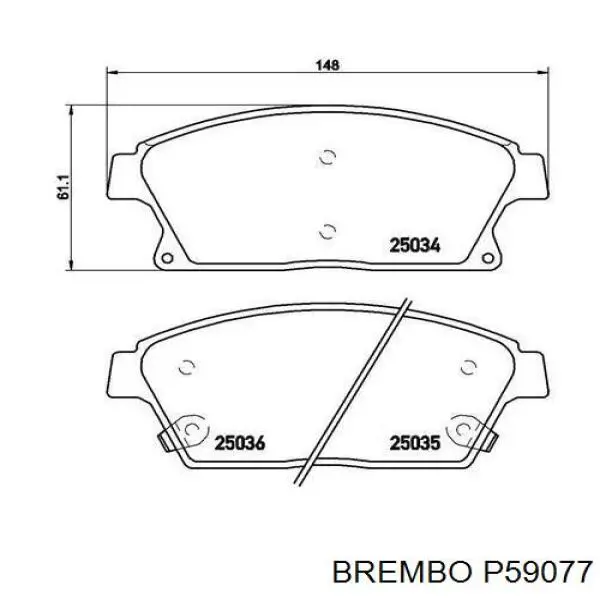 P59077 Brembo pastillas de freno delanteras