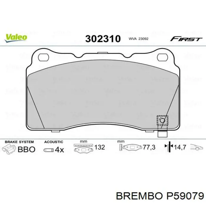 Pastillas de freno P59079 Brembo