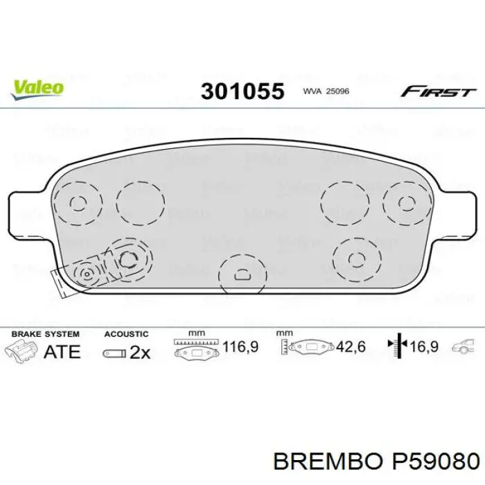 Comprar P59080 Brembo Pastillas de freno traseras