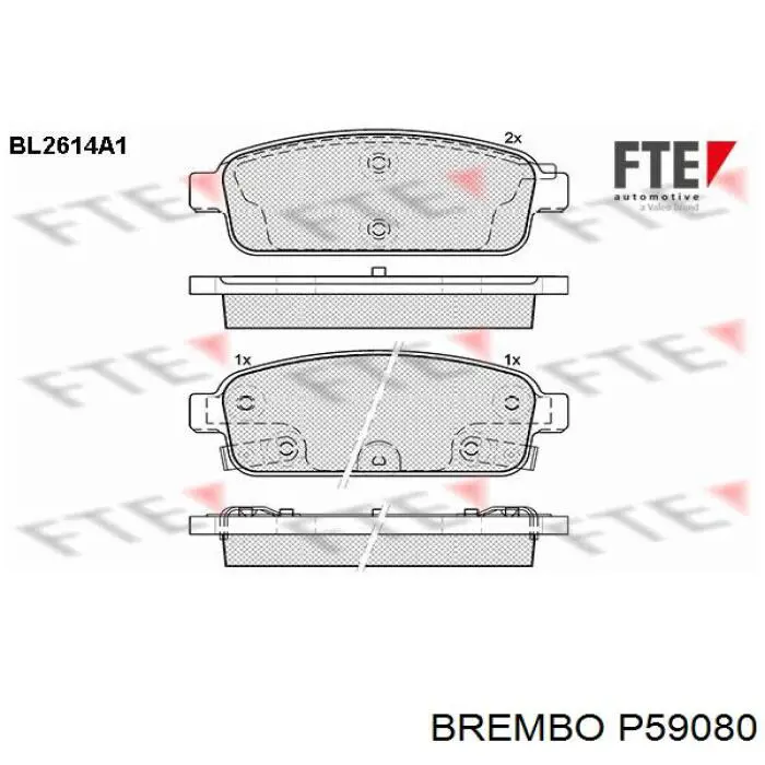 Pastillas de freno traseras P59080 Brembo