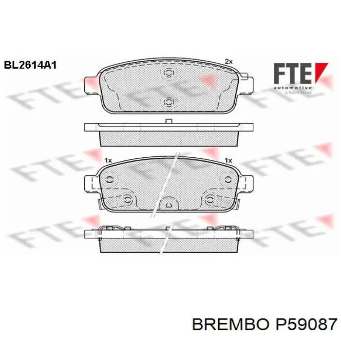 Comprar P59087 Brembo Pastillas de freno traseras