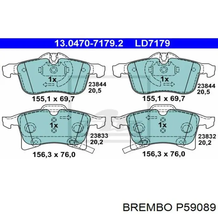 P59089 Brembo pastillas de freno delanteras