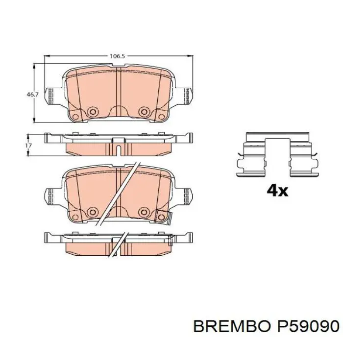 Comprar P59090 Brembo Pastillas de freno traseras