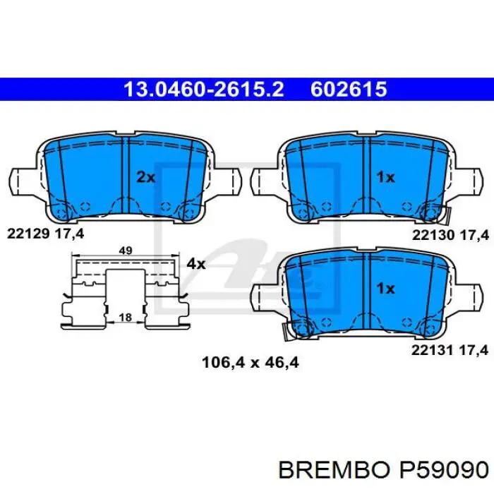 Pastillas de freno traseras P59090 Brembo