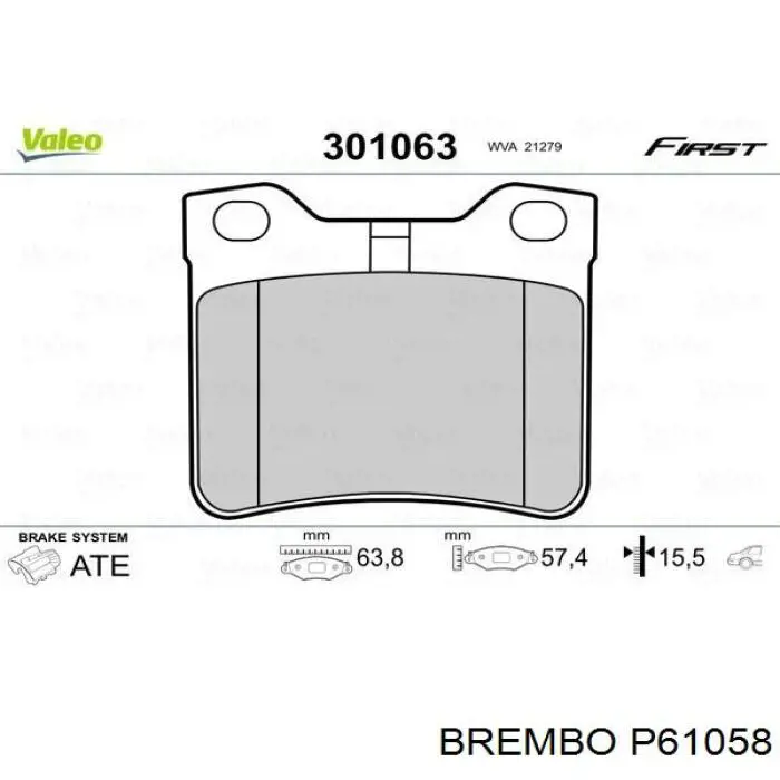 P 61 058 Brembo pastillas de freno traseras