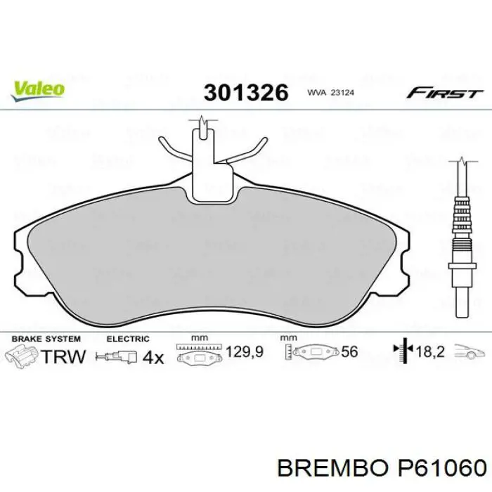 Comprar P61060 Brembo Pastillas delanteras de freno
