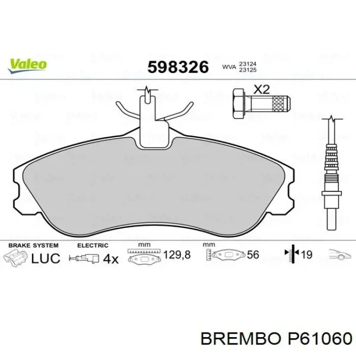 P61060 Brembo Pastillas delanteras