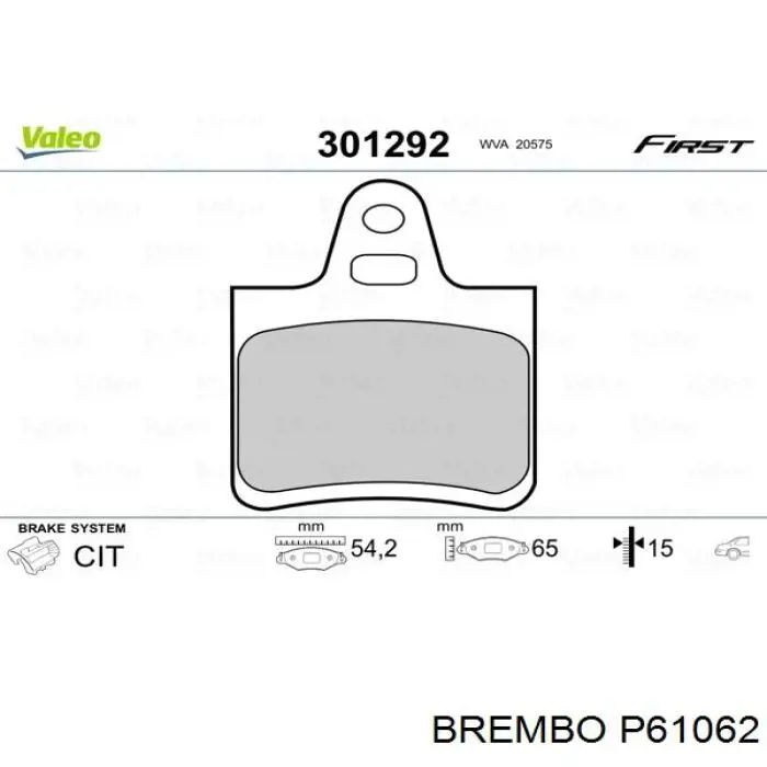 P61062 Brembo pastillas de freno traseras