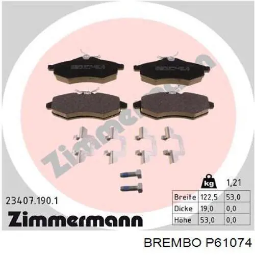 Pastillas de freno delanteras Brembo P61074