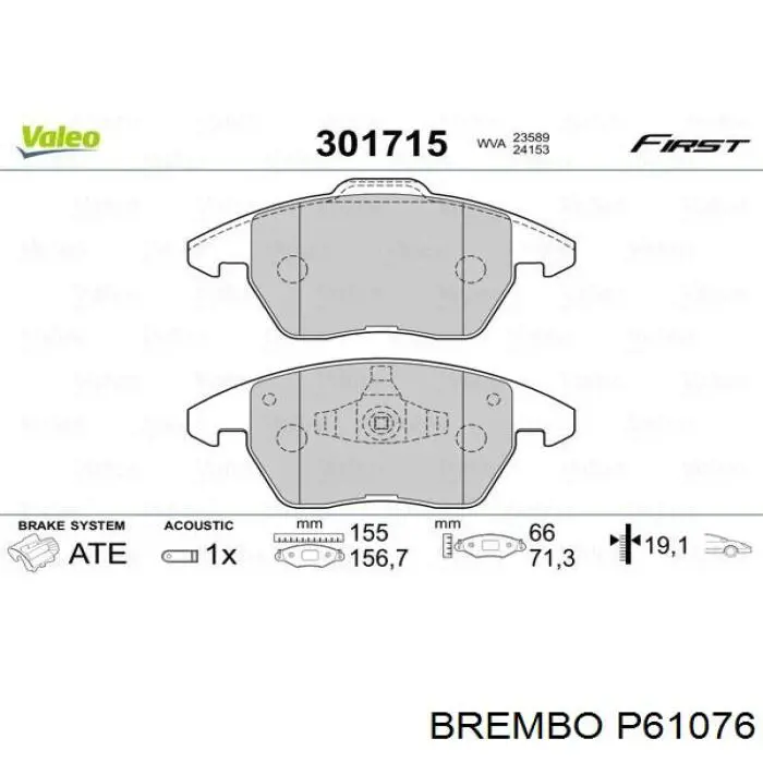 Comprar P61076 Brembo Pastillas delanteras de freno