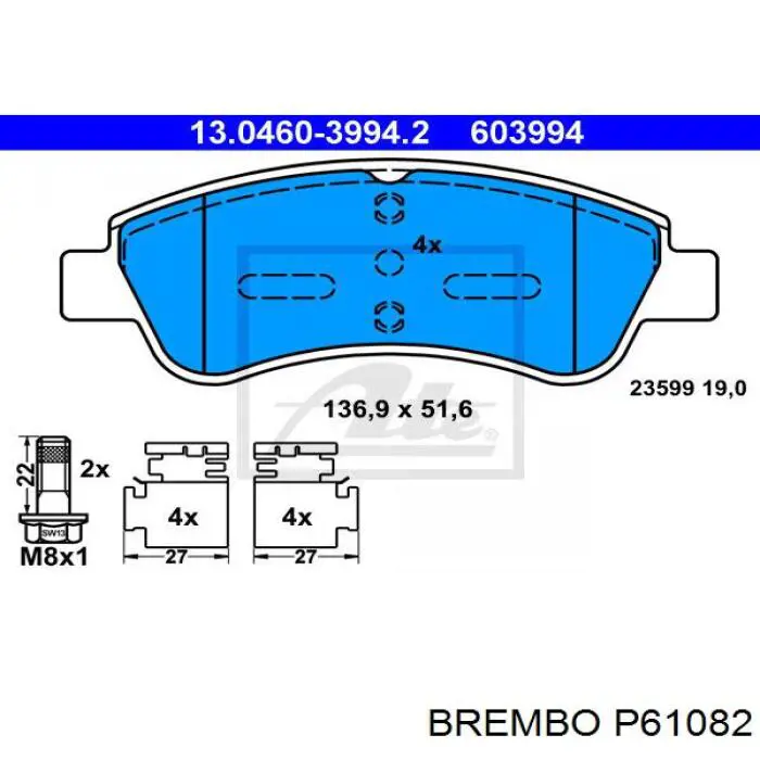 Pastillas de freno P61082 Brembo