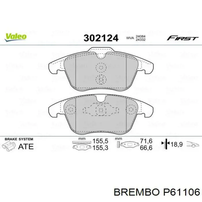 Pastillas de freno delanteras Brembo P61106