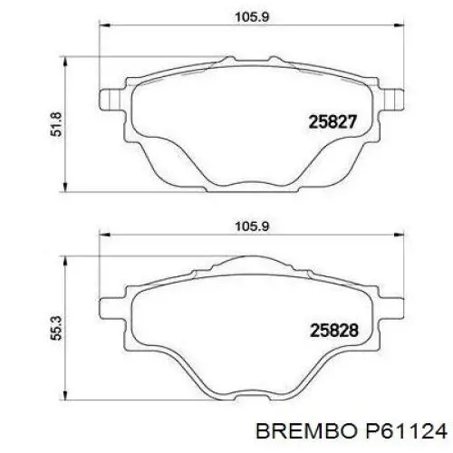 P61124 Brembo pastillas de freno traseras