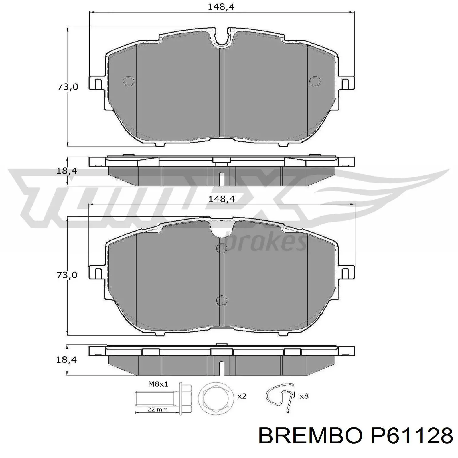 P61128 Brembo pastillas de freno delanteras