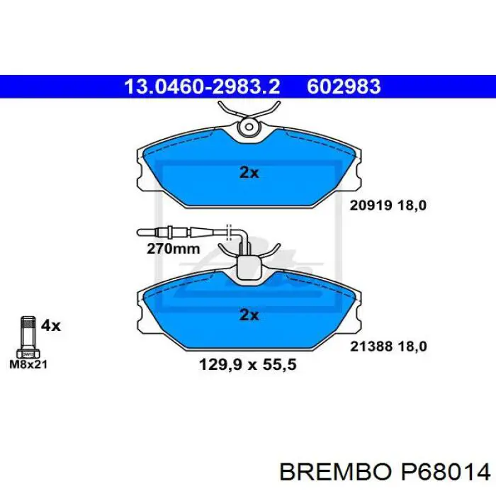 P68014 Brembo pastillas de freno delanteras