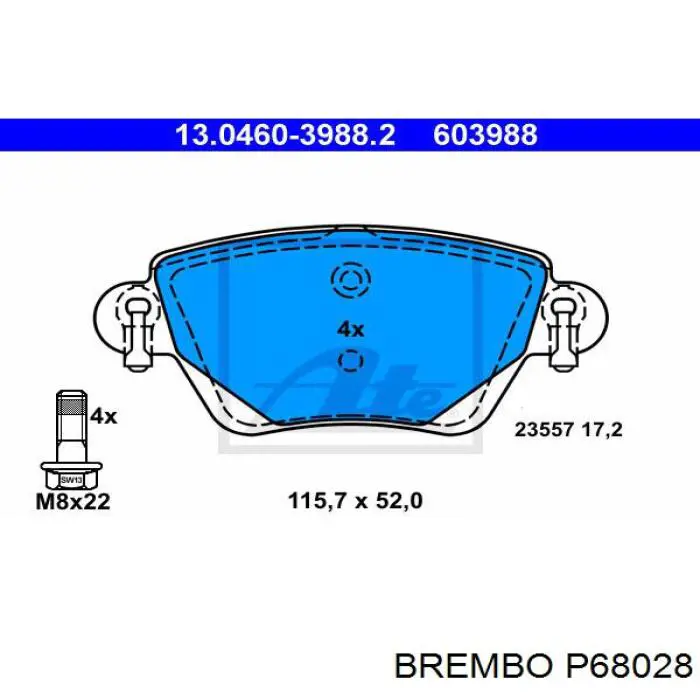 Pastillas de freno traseras P68028 Brembo
