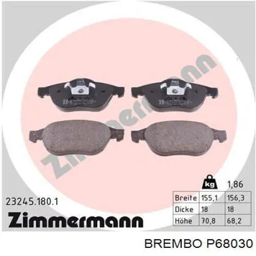 Comprar P68030 Brembo Pastillas delanteras de freno